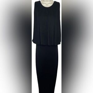 Caribbean Queen Sheath Pencil Dress M Black Backless Sleeveless Gold Zipper Back